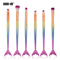 6Pcs set Mermaid Shaped Makeup Brushes Eyebrow Eye Shadow Eyeshadow Eyeliner Blending Cosmetic Tool Fish Scale