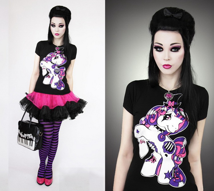 Hot sale Women cartoon Little pony t shirt Cute print 3d animal horse t shirt funny