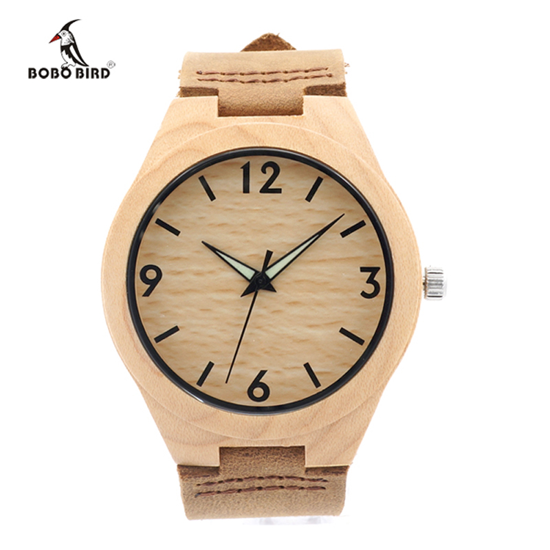 Mens Maple Wooden Watches Top Brand Luxury Fashion Casual Watch Quartz-Watch Mens Watch Female Clock Relojes Mujer Montre Femme