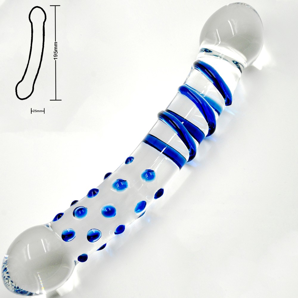 Double Ended Pyrex Glass Dildo Artificial Dick Male Genital Penis Anal Butt Plug Adult