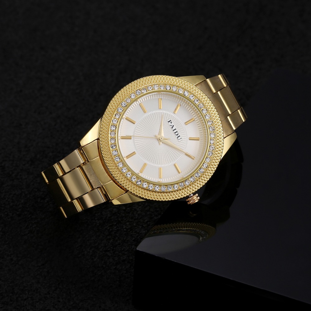 New 2014 Hot Selling Fashion Quartz Women watches Casual Gold Color  Full Steel Rhinestone Women Dress Watch