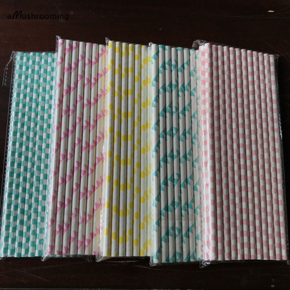 125 x baby mädchen jungen dusche kuchen pop sticks braut dusche dekorationen blau und rosa checker flag gelben punkt papierstroh