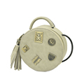 Nubuck MINI Round Bag 2016 New Fashion Tassels Shoulder Bag Metal Cartoon Letters Ornament Women Fashion