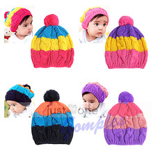 A96 Free Shipping New Cute Colors Baby Child Kid Girl Boy Stretchy Winter Warm Ball Hat