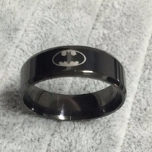 Cool Simple Men Ring Black batman logo Stainless Steel Male Finger Ring Party Wedding Fashion Jewelry