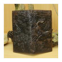 New High Quality Vintage 3D Tiger Prints 100 Genuine Leather Cowhide Men Long Bifold Wallet Card