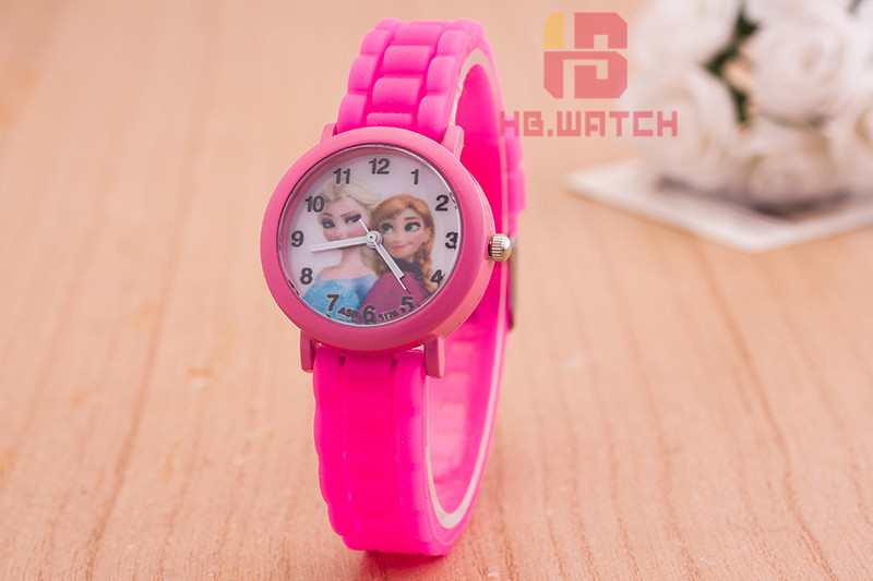 100pcs fashion 3D Cartoon kids Watches Children Kids Boys Elsa and Anna Watch Casual Silicone Quartz Wristwatch Relogio Clock