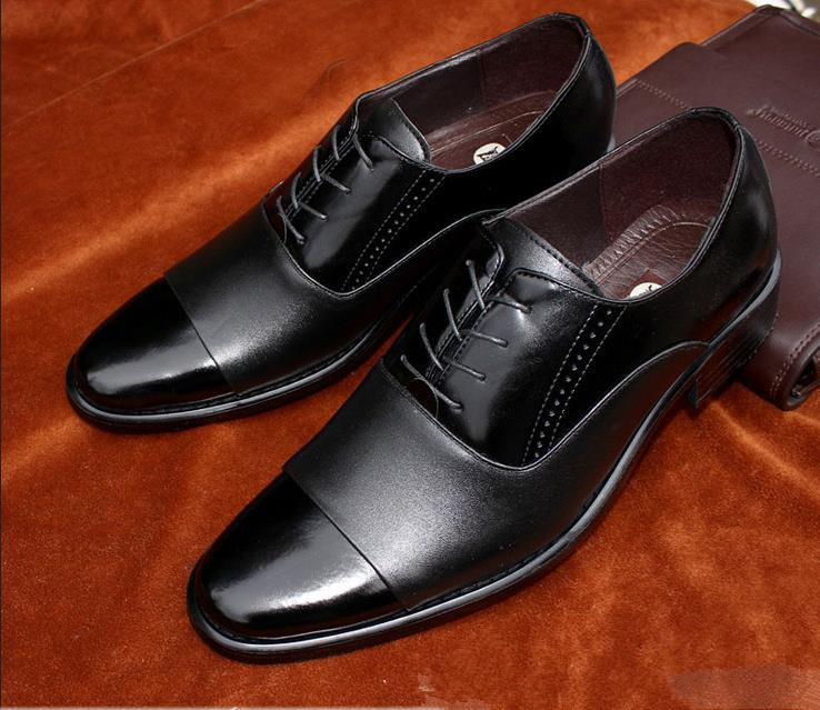 in stock New Men Oxfords Shoes Italian Shoes For Men All Black Dress Shoes Genuine Leather ...