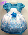 Retail 2016 New Baby Girls short sleeve Waist Dress Girls Toddler 3D Flower Tutu Layered Princess