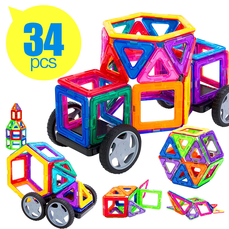Magformers Magnetic Toys 34 Pieces Transparent Bricks Kids Educational Toys Magnetic Blocks Building 3D DIY For Children Toys