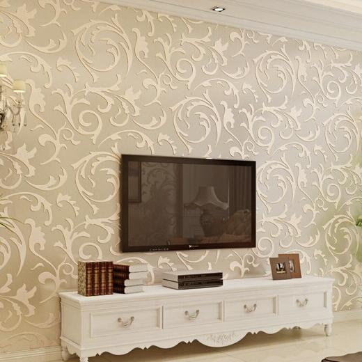 Non-woven Embossed Flocking Wallpaper Classic Vintage Floral Pattern Wall Paper 3d Home Decoration Papel De Parede Roll R499