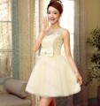 Princess Style 2016 elegant short design light champagne bandage special occasion dress for prom wedding and