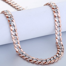 7MM MENS Womens Chain Plain Cut Curb Cuban Necklace 18K Silver Rose Gold Filled Necklace 18KGF