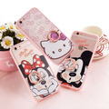 Bracket Stand Case For iPhone 6 S Cute TPU Back Cover Hello Kitty pattern For iPhone