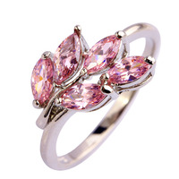 New Fashion Jewelry Pink Topaz Gorgeous Romantic 925 Silver Ring Size 6 7 8 9 10 For women Free Shipping Wholesale
