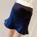 Denim Belly Skinny Jeans Dress Maternity Short Belly Mermaid Skirt High Waist Clothes For Pregnant