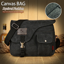 Squirrel fashion vogue casual canvas pattern brand denim men messenger bag briefcase versatile business male vintage men’s bags