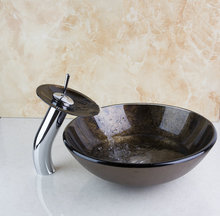 Reasonable Price Construction & Real Estate Bathroom Vessel With Drainer Glass Basin Sink Set