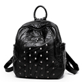 Edgy Rivets Fashion Color matching Backpack Women Preppy Style Sheepskin Travel Bag Designer Patchwork New Trendy