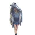 Women Winter Thickening Faxu Fur Warm Solid Cardigan Coat Lady Female Elegant Hooded Parka Outwear Overcoat