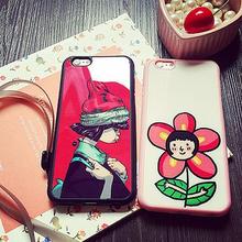Acrylic Korea Design Fresh Girl Skin Cover Case Protector For iphone 6/6s/6plus Cellphone Body Case Cute Party Favor