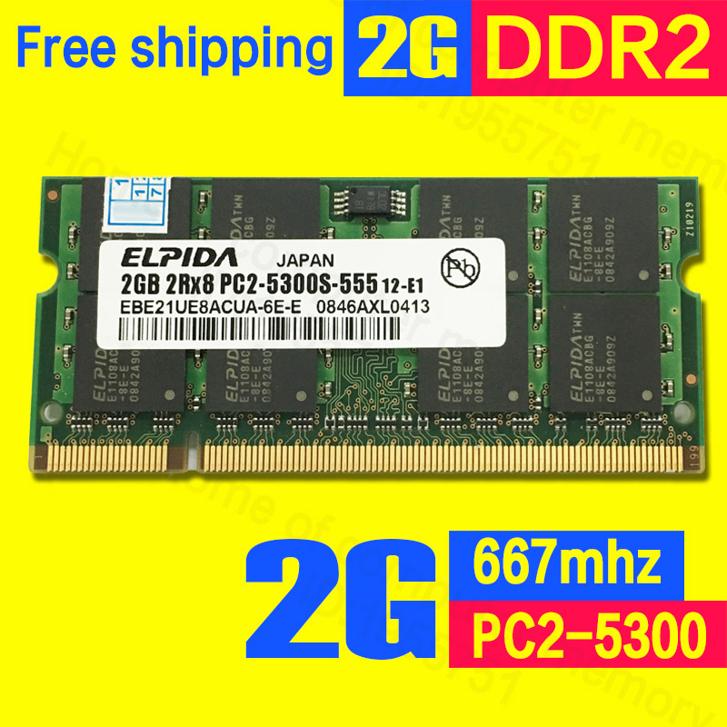 Elpida Original DDR2 2gb 667mhz PC2-6400 ram for laptop computer notebook Memory Memoria sodimm 240-pins Lifetime Warranty