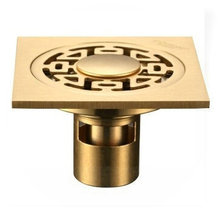 three holes 4″ Floor Drain Golden Polished brass bathroom Strainer Drain torneira eletrica banheiro