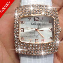 Crystal Rhinestone Big Dial GoGoey Brand Popular Watch Women Luxury Party Fashion Casual Quartz Leather Wristwatch Montre Femme
