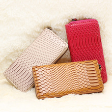 Fashion Ladies purse zipperleather wallet snake texture multi capacity bank card mobile phone bag women wallets