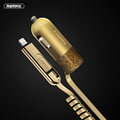 Remax USB Car Charger 3 4A with 1 5m Spring Shape 2 in 1 USB Cable