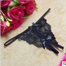 1pc single Bow Ladies Lace Sexy Lingerie Open Crotch Thongs G string V string T Back