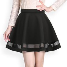 Fashion Grid Design women font b skirt b font elastic faldas ladies midi font b skirt