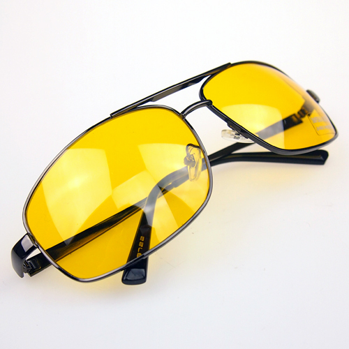 2014 Hot sale Free Shipping Glasses Aviator Driver HD High Definition Night Driving Vision Sunglasses Yellow Lens