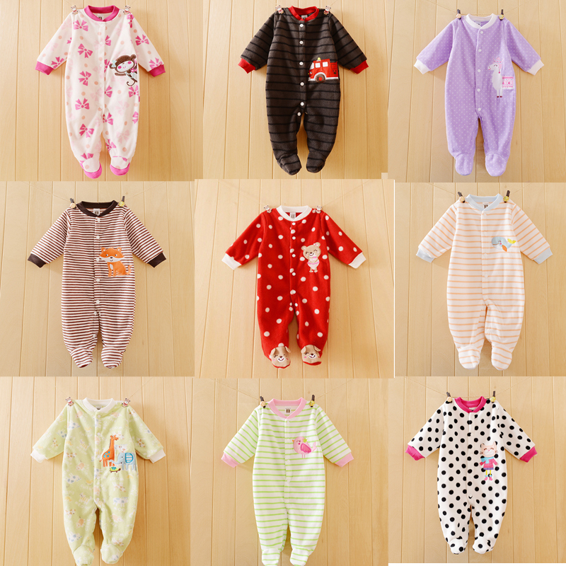 Spring Autumn Polar Fleece Fabric Baby Boys Girls Infants Newborn Carters Other Brand Baby Clothes Rompers