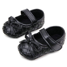 0 12M Baby Girls Kids PU Leather Princess Shoes Plaid Bowknot Toddler Shoes