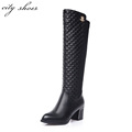 Soft PU Leather Black Sexy Fashion Women Winter Knee High Boots,2014 N