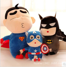 60CM Crayon Shin Chan Spider-Man, Captain America, Superman Stuffed Plush Doll Japanese Anime Action Figure For Best Gift