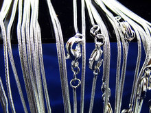wholesale 16 18 20 22 24inches Beautiful fashion silver Plated charm 1MM snake chain Necklace TOP