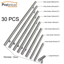 Probrico 30 PCS Diameter 12mm CC 50mm~256mm Stainless Steel Kitchen Cabinet T Bar Knob Furniture Drawer Handle Cupboard Pull