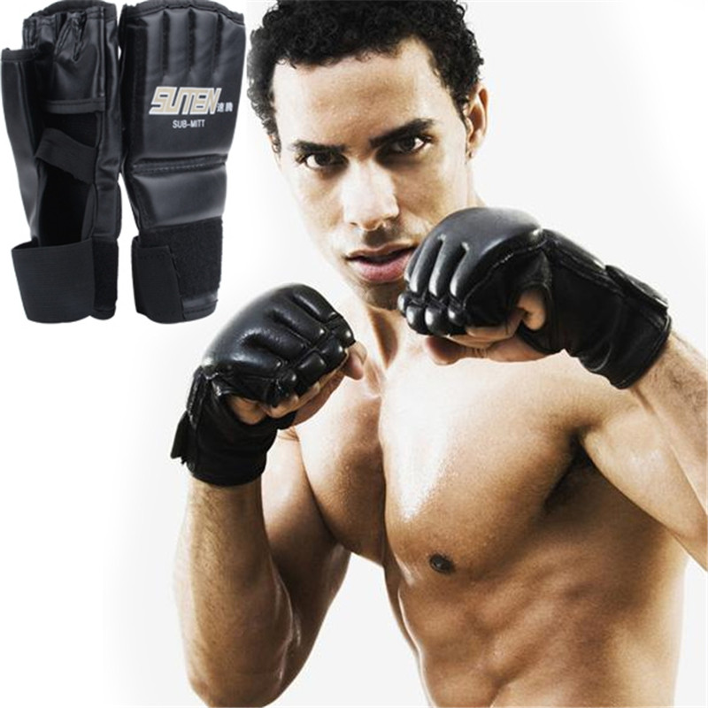 1 Pair Cool MMA Muay Thai Training Punching Bag Half Mitts Sparring Boxing Gloves Gym Free Shipping