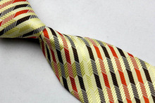 NT0083 Yellow Orange Stripe Multicolor Smooth Jacquard Woven Classic Silk Polyester Man s Business Wedding Tie