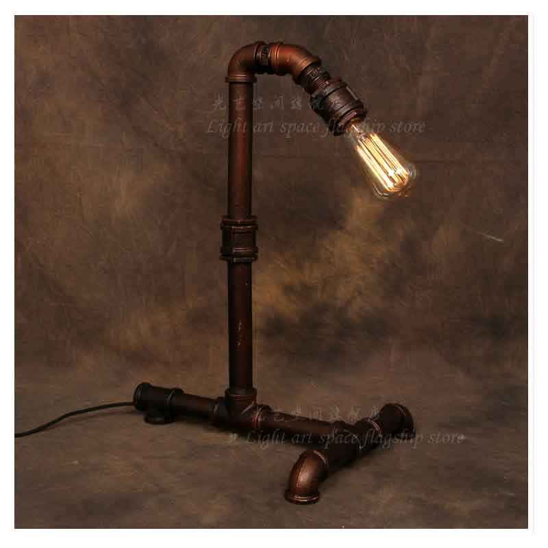 Creative Desk Lamps lighting Edison bulbs Retro Metal Water pipe holder romantic Coffee table lamp copper lights