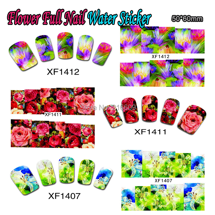 Nail 25Sheets Lot Flower Full Nail Art Water Sticker Beauty Colorful Nail Water Transfer Sticker Decoration