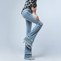 2016 Korean New Fashion Vintage Tassel Slim Flare Pants Full Length Women s Jeans Elastic Light