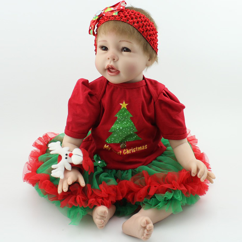2015 Fashion 22 inches Reborn Baby Dolls Realistic Soft Silicone Reborn Babies Dolls Toy Handmade Kids Hobbies Princess Dolls