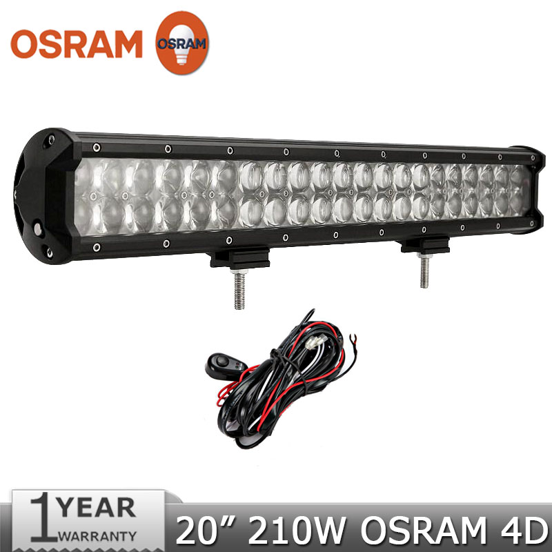 20 inch 210W Dual Row OSRAM LED Light Bar Spot Flood Combo Beam12V 24V Offroad Driving Work Lamp For SUV ATV UTV Wagon 4WD 4X4
