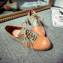 2015 new fashion women leather shoes flats oxfords round head cross strap mid heel sneakers handsome