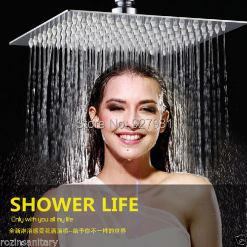 Modern wall or Ceiling Mounted Square Ultrathin Shower Head 16