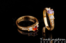 2015 new arrive 18K Gold plated Rhinestone fashion Classic lovely wedding rings jewelry 3 colors