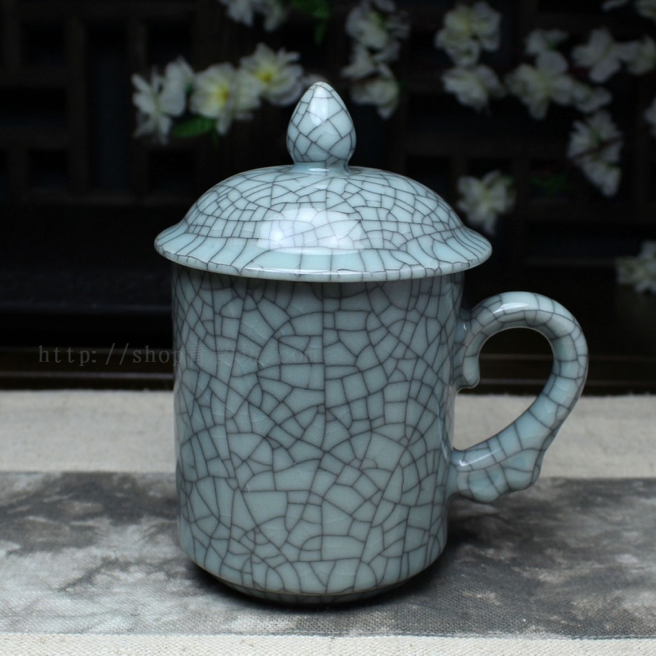 celadon ceramic glass office tea set cup porcelain cute mug with lid and handgrip coffe tumbler